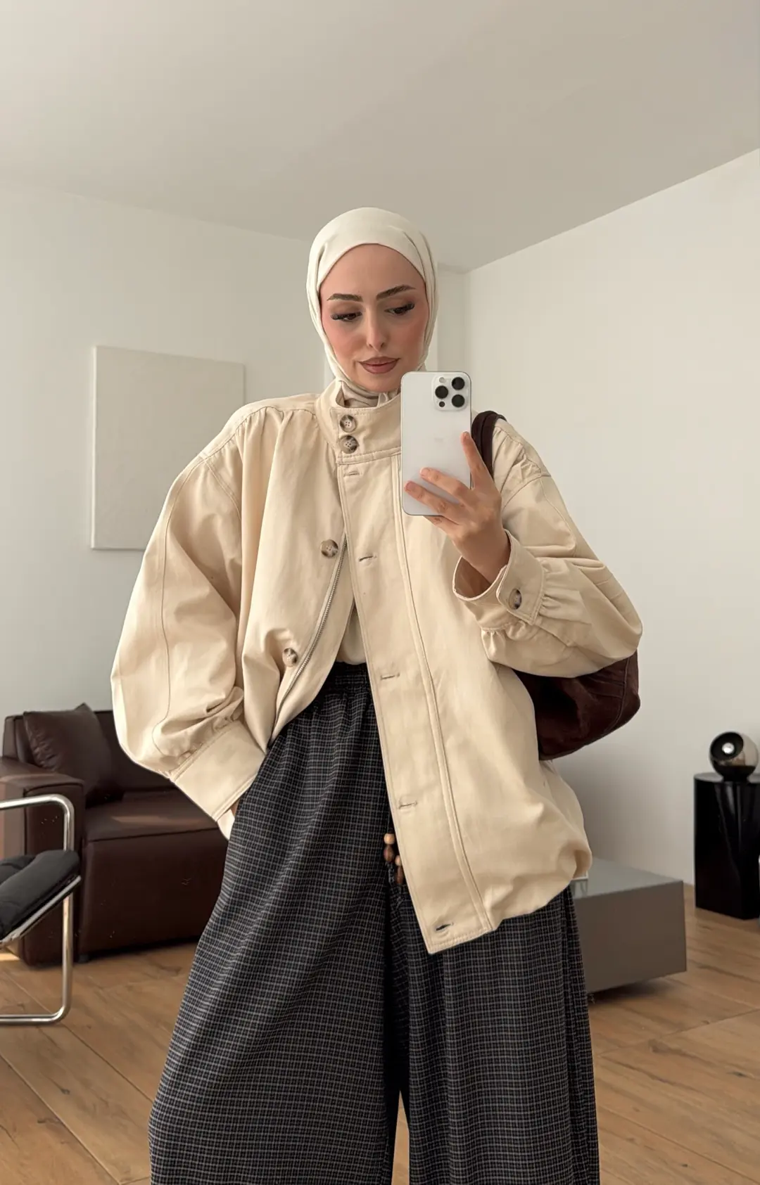 Gabardin Bomber Ceket Bej