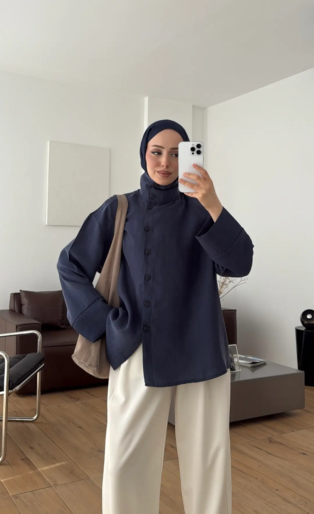 Dik Yaka Gömlek Lacivert