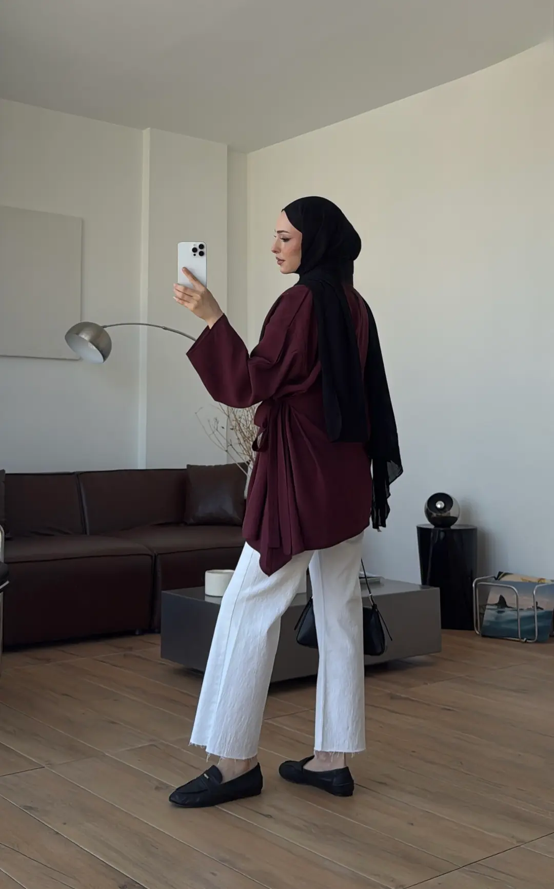 Yandan Bağlamalı Asimetri Bluz Bordo