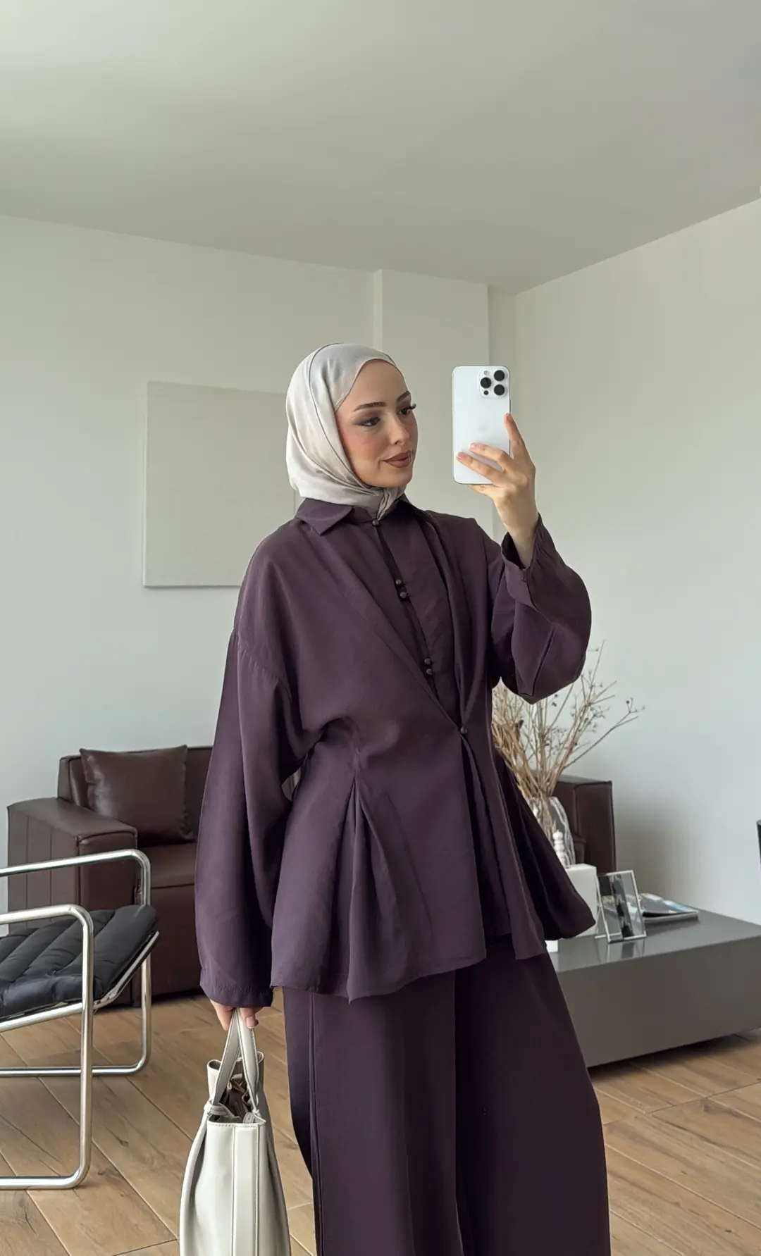 Top Düğmeli Tasarım Takım Mürdüm