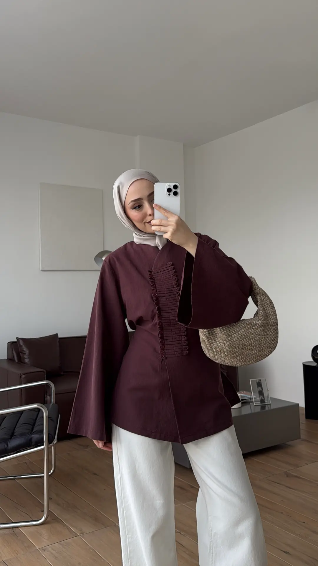 Vera Tasarım Keten Bluz Mürdüm